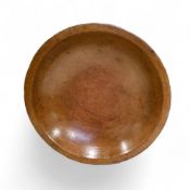 A large sycamore diary bowl, the exterior turned in bands, 38.5cm diam, late 19th century