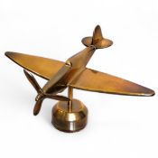 Trench Art - a 20th century bell metal model of a Spitfire 'Spirit of the Sky'