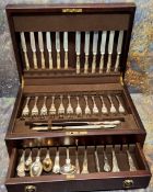 An E.P.N.S. Kings pattern canteen, for six, comprising soup spoons, dinner knives and forks, dessert