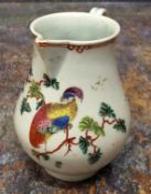 A Liverpool sparrowbeak jug, of ‘HP’ type painted in colours with a fanciful bird in a leafy tree,