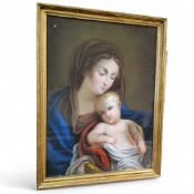 19th Century French School, Madonna and Child, pastel study, 70cm x 53cm wide
