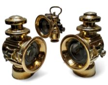 A pair of early 20th century Lucas 'King of the Road' carriage lamps no.644, produced by Joseph