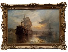 Henry Thomas Dawson (c.1841 - 1896) An Estuary at Sunset, signed, dated 1872, oil on canvas, 55cm