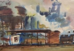 Russian School (mid 20th century), Steel Works, signed in pencil Mapaueuna, dated 1966, 48cm x 68cm