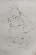 After Lucian Freud, Pip, sleeping child, bears signature, 29cm x 19cm