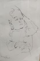 After Lucian Freud, Pip, sleeping child, bears signature, 29cm x 19cm