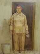 G** Kogrotsevitch , The Construction Worker, Lugansk, 1983, inscribed to verso, oil on board, 38cm x