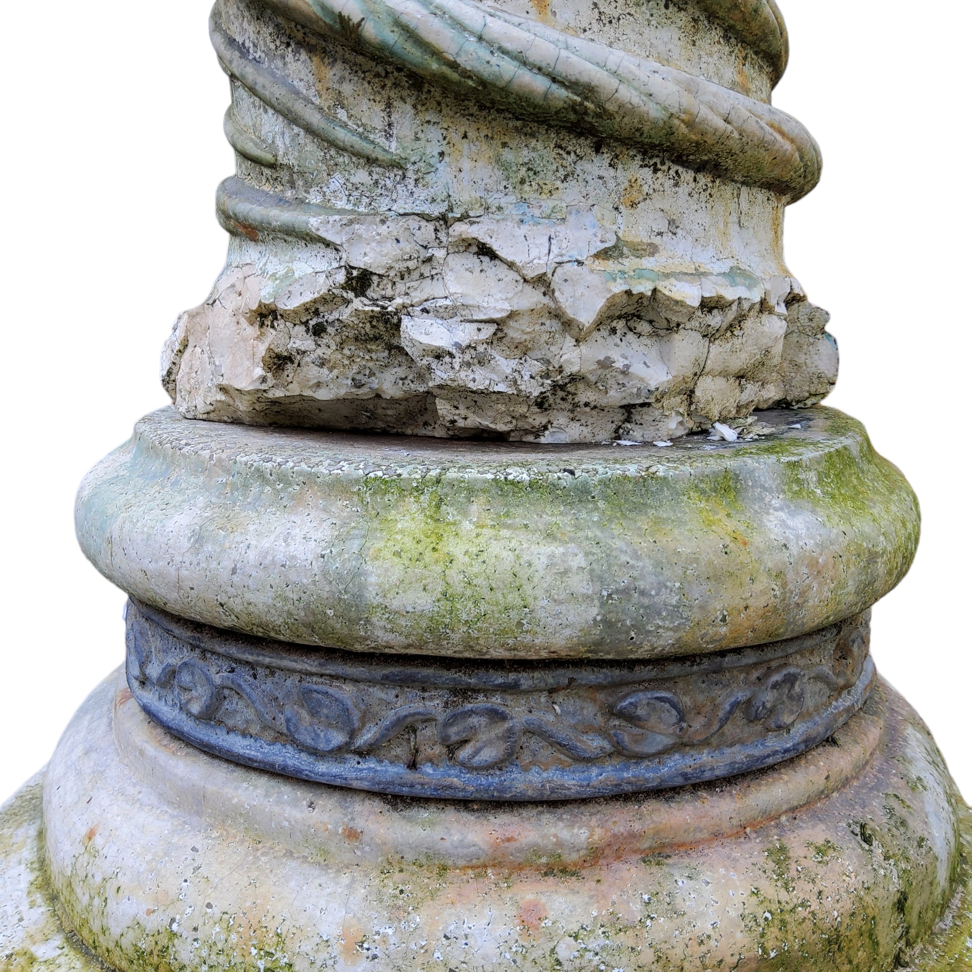 Garden Statuary - an Art Nouveau bust of a water nymph, mounted with lead headdress on turned - Image 4 of 4