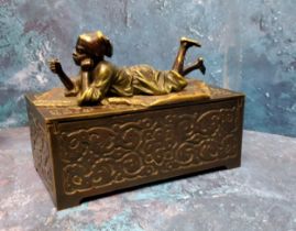 An early 20th century Austrian cold painted and patinated Orientalist style figural box, in the
