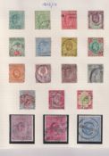 Stamps- A collection of King Edward VII stamps on an album page with values to ten shillings. (18)