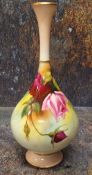 A Royal Worcester teardrop shape bottle vase, painted by E. J. Bray, signed, with Hadley style