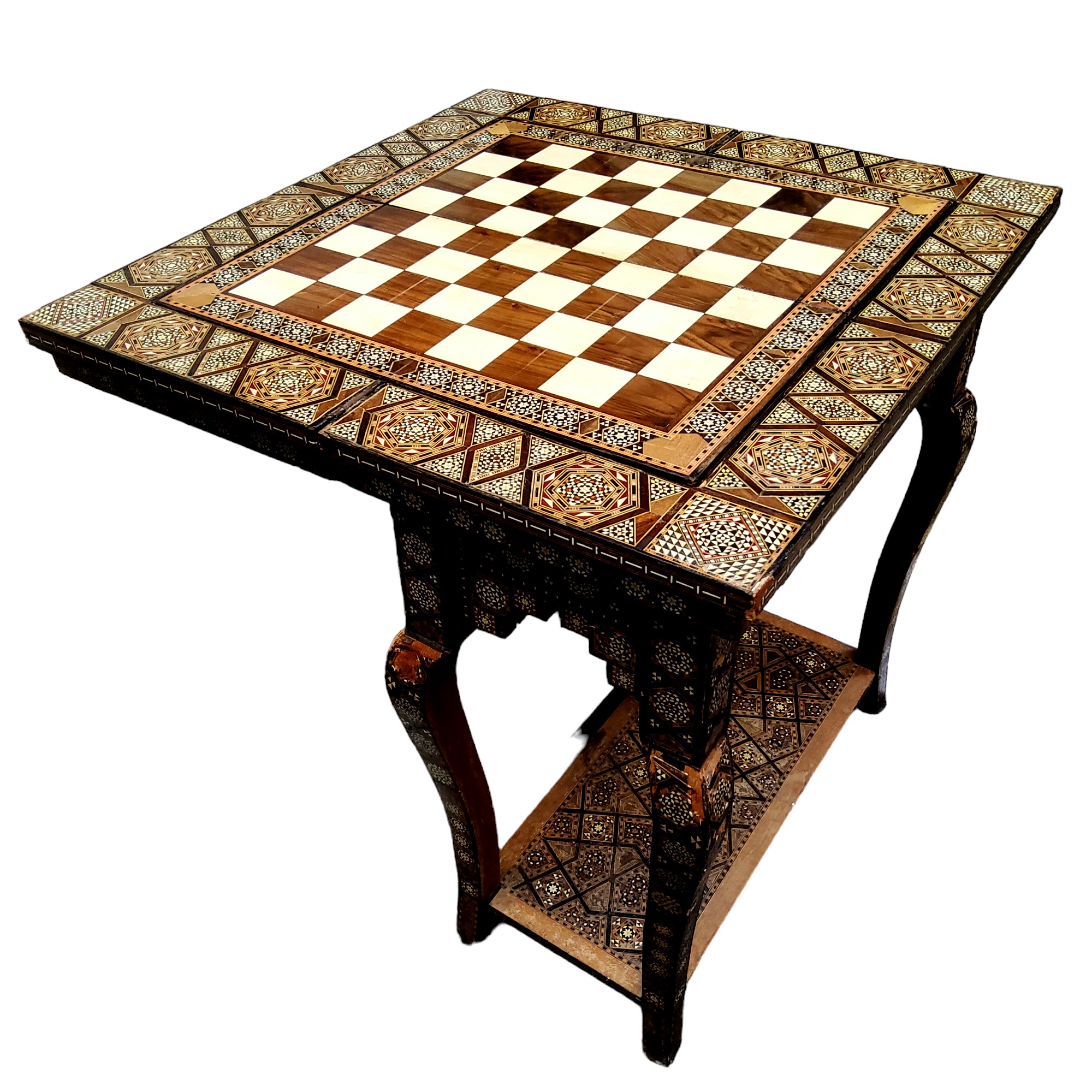 A 19th century Anglo Indian games compendium, the folding vizagapatam/micromosaic inset table - Image 3 of 7