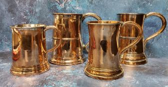 A George III Old Sheffield plate Quart mug, half girdle, scroll handle with heart shaped terminal,