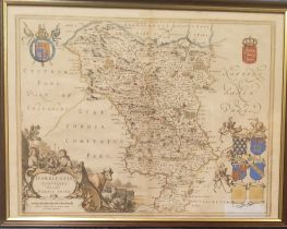 Blaeu (Johannes), Darbiensis Comitatus vernacule Darbie Shire, hand-coloured engraved map,  41cm x