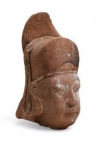 Antiquities - a carved sandstone sculpture fragment, possibly Face of Shiva (Ekamukhalinga), Gupta