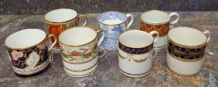 A Spode coffee can, decorated with stylised flowers and foliage, cobalt blue ground, c.1805; others,