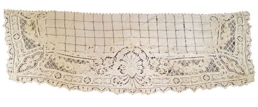 A 19th century French linen & lace textile table runner