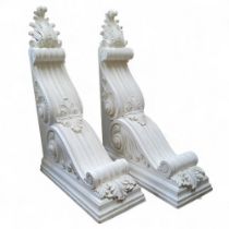 Architectural Salvage - a pair of substantial plaster cast corbels, 104cm high, 70cm deep