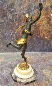 After Giambologna (19th century), a bronze and gilt metal figure, Mercury,  marble base, 30cm high