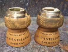 Advertising - two French ceramic ashtrays, for De Castellane Champagne, Epernay, in the form of a