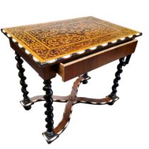 An 18th century Dutch marquetry centre table, profusely inlaid with rosewood, bone, ebony and