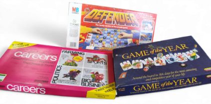 Juvenalia - various vintage board games including MB Games Defender, Poleconomy etc.