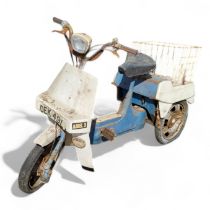 Barn Find - a BSA Ariel 3 moped, 1971-3, 49cc, registration OEK 49L, blue pressed metal chassis with