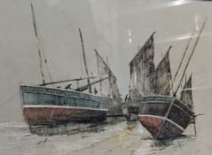 Desmond Sythes, Mixed Media "At Low Tide" 33cm x 28cm