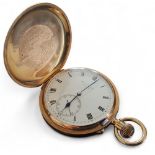 A J W Benson 18ctct gold full hunter keyless lever pocket watch, signed movement 'The Field' W