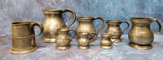 A set of five 19th century pewter baluster Tavern mugs, Pint to Quarter Gill, Gaskell & Chambers,