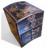 An early 20th century Japanese black lacquered jewellery box, hinged cover, 23cm high, 17cm wide,