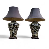 A pair of contemporary side lights,  in the oriental manner, 46cm high