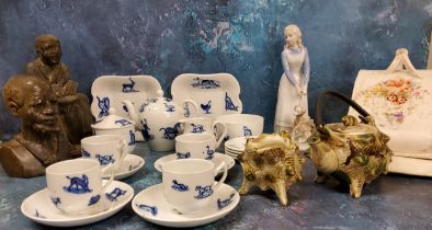 A late 19th century Staffordshire cheese dish and stand, c.1870;  a Copeland Spode child's tea