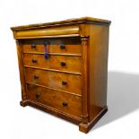 A Victorian Scottish mahogany chest, one long blind drawer to frieze above four graduated drawers,
