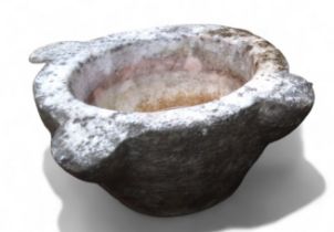 A 19th century marble mortar, with four lugs, 41cm diam