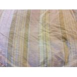 Country House Interior - a pair of taffeta curtains, banded in light pink and yellow, 290cm drop,