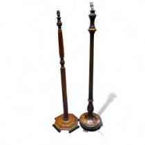An early 20th century mahogany standard lamp, fluted coulmn; another 1930's (2)