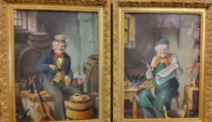 Hans Kerner, German, 20th Century, A Pair, The Cobbler and Heart in the Right Place, signed, oils on