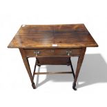 A 19th century rosewood sewing  table, rectangular top, sliding work box, tapered legs, spade