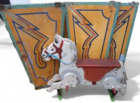 A Fairground carousel horse, painted white, 90cm wide;  four panels conforming