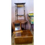 A late 19th century gentleman's  oak dressing mirror;  an Edwardian octagonal side table;  etc (4)