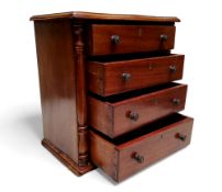 Miniature Furniture - a  19th century apprentice chest, of four long graduated drawers, flanked by