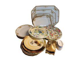 Ceramics - a pair of Royal Worcester Old Fruit bowl plates;  an Abbeydale plate;  Barvanian plates;