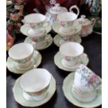 A Royal Albert Hartington pattern tea service, for eight, comprising teapot, milk jug, sugar bowl,