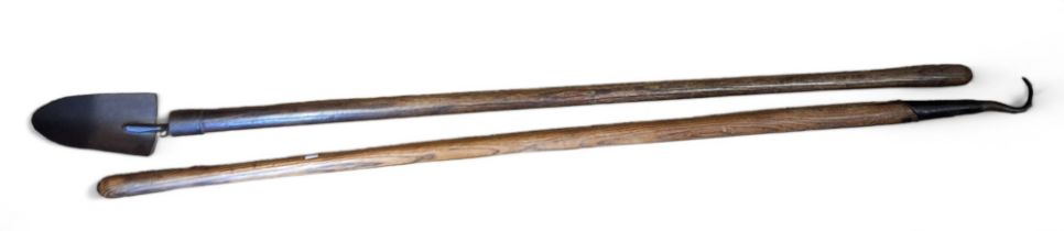 A  Harrison Warranted boat hook, 129cm long;  a peat cutter, 126.5cm long (2)