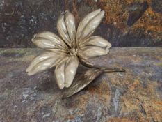 Smoking interest - an unusual silver plated flower centre piece by S. Agudo, removable petals