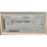 Wellington (Arthur Wellesley, 1st Duke of, 1769-1852) - a Coutts & Co. Cheque, dated 17th November