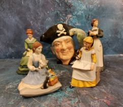 A Royal Doulton character jug, Long John Silver, D6335;   a Franklin Mint figure, Meg from Little