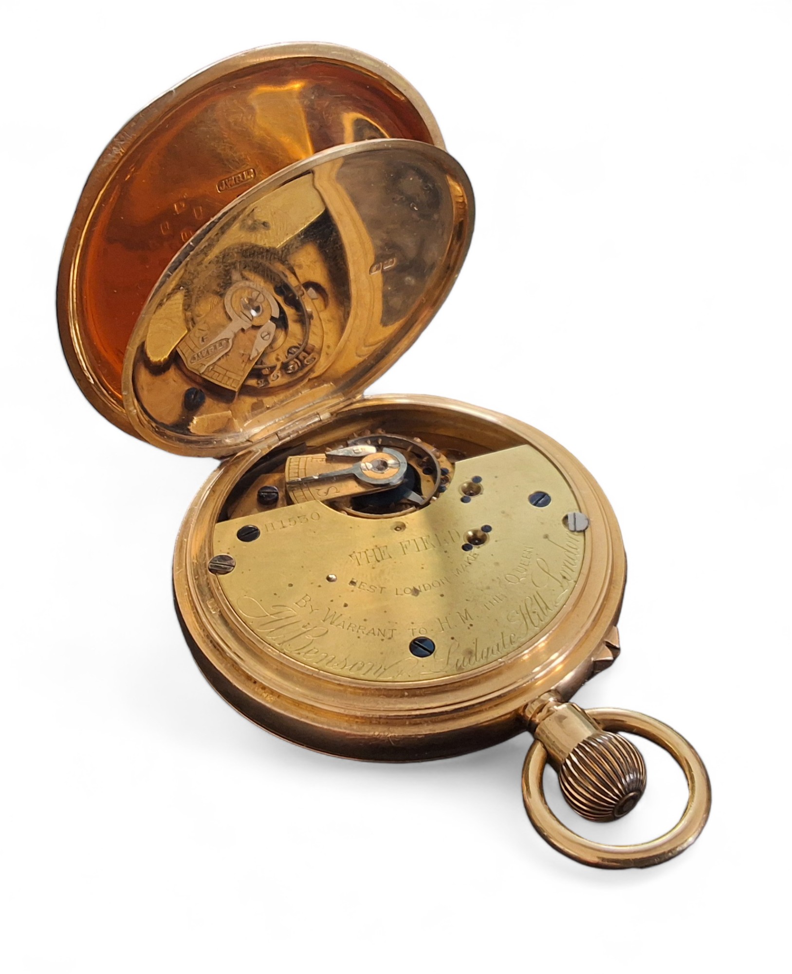 A J W Benson 18ctct gold full hunter keyless lever pocket watch, signed movement 'The Field' W - Image 5 of 5