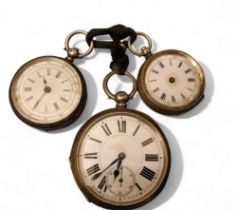 A silver open faced pocket watch, Roman numerals, subsidiary seconds dial, Birmingham 1884;  a